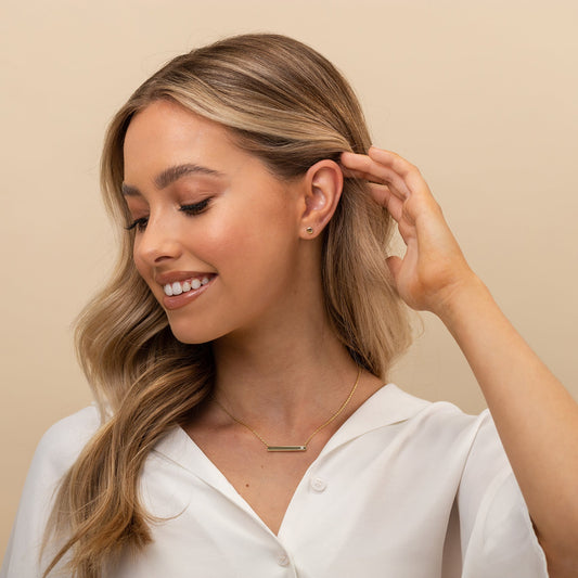 Vermeil Horizontal Birthstone Bar Necklace