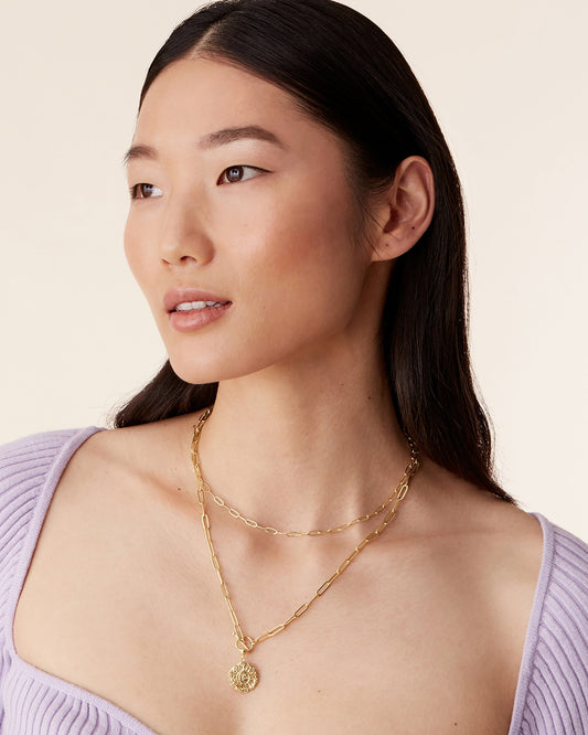 Layered Pendant Paperclip Necklace