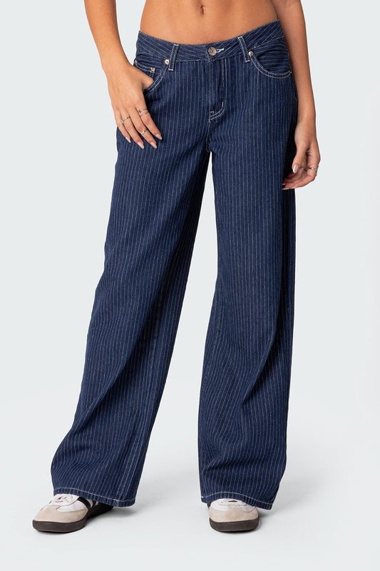 Pinstripe Low Rise Jeans