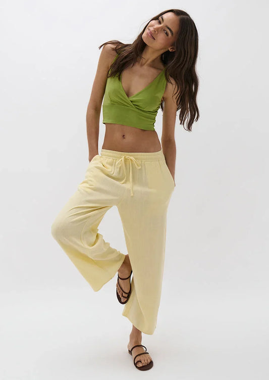Aysha Whipped Butter Yellow Linen Pants