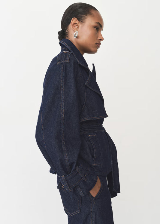 ASHIA SHORT DENIM TRENCH COAT