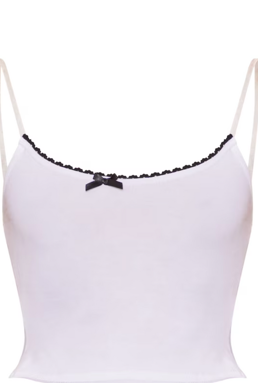 White Scalloped Trim Detail Cotton Cami