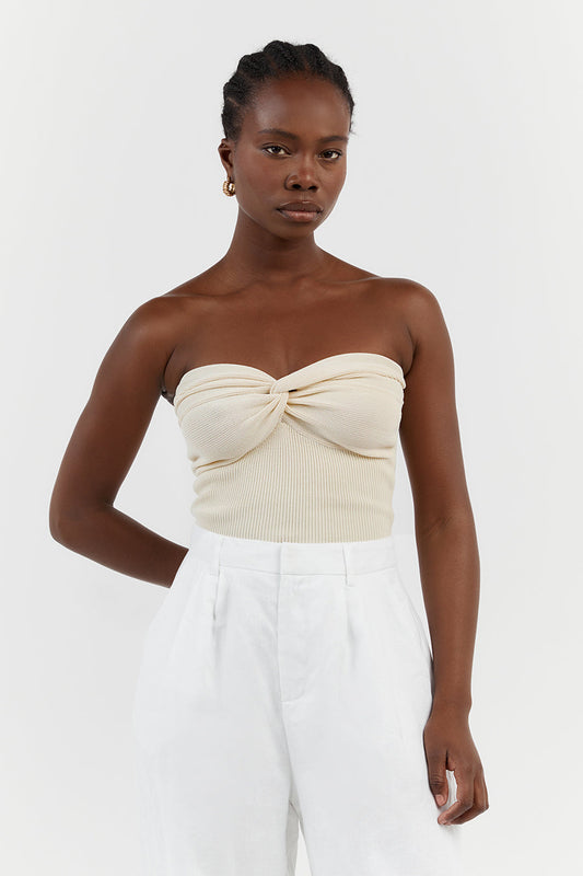 ANIKA TWISTED CREAM KNIT TOP