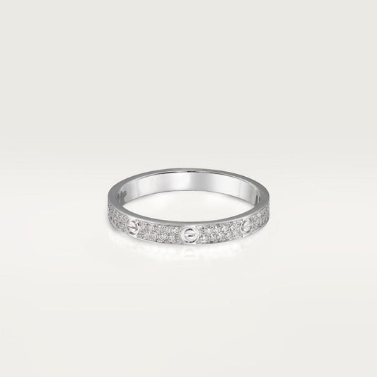 Aimee Thin Diamond Paved Love Ring 3mm