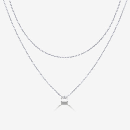 Layered Baguette Pendant Necklace