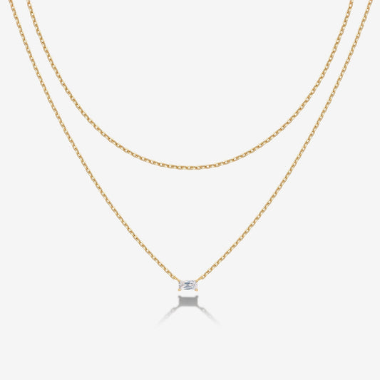 Layered Baguette Pendant Necklace