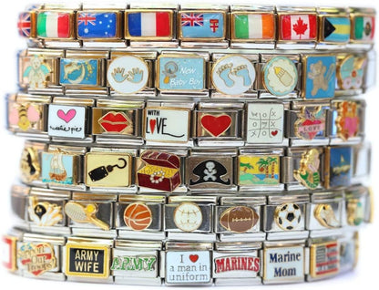 Italian Charm Starter Bracelet (18 links for standard size and 9 links for superlinks)
