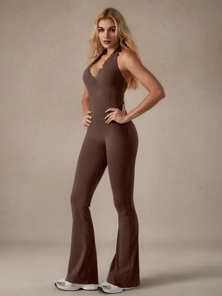 Satin Pink Belted Jumpsuit