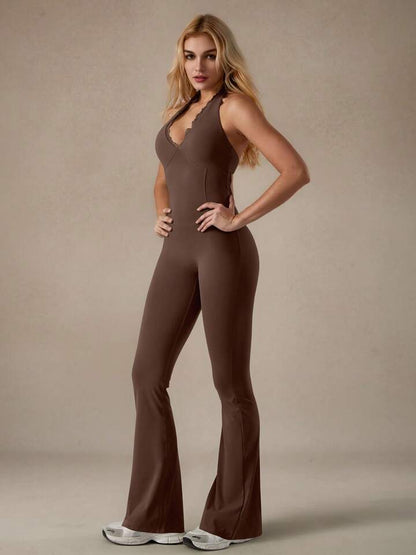 Satin Pink Belted Jumpsuit