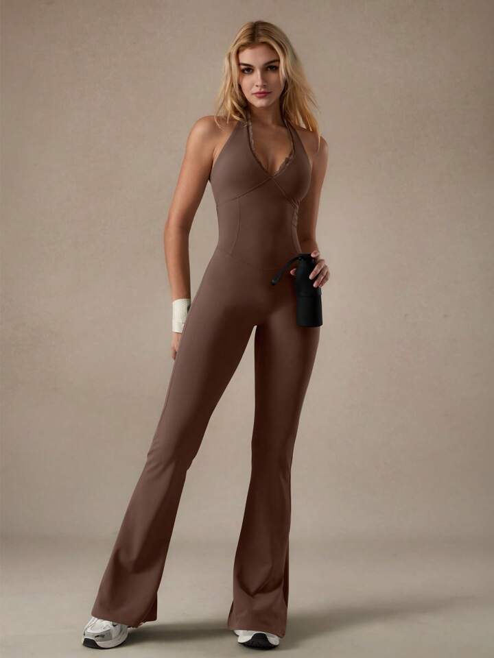 Satin Pink Belted Jumpsuit