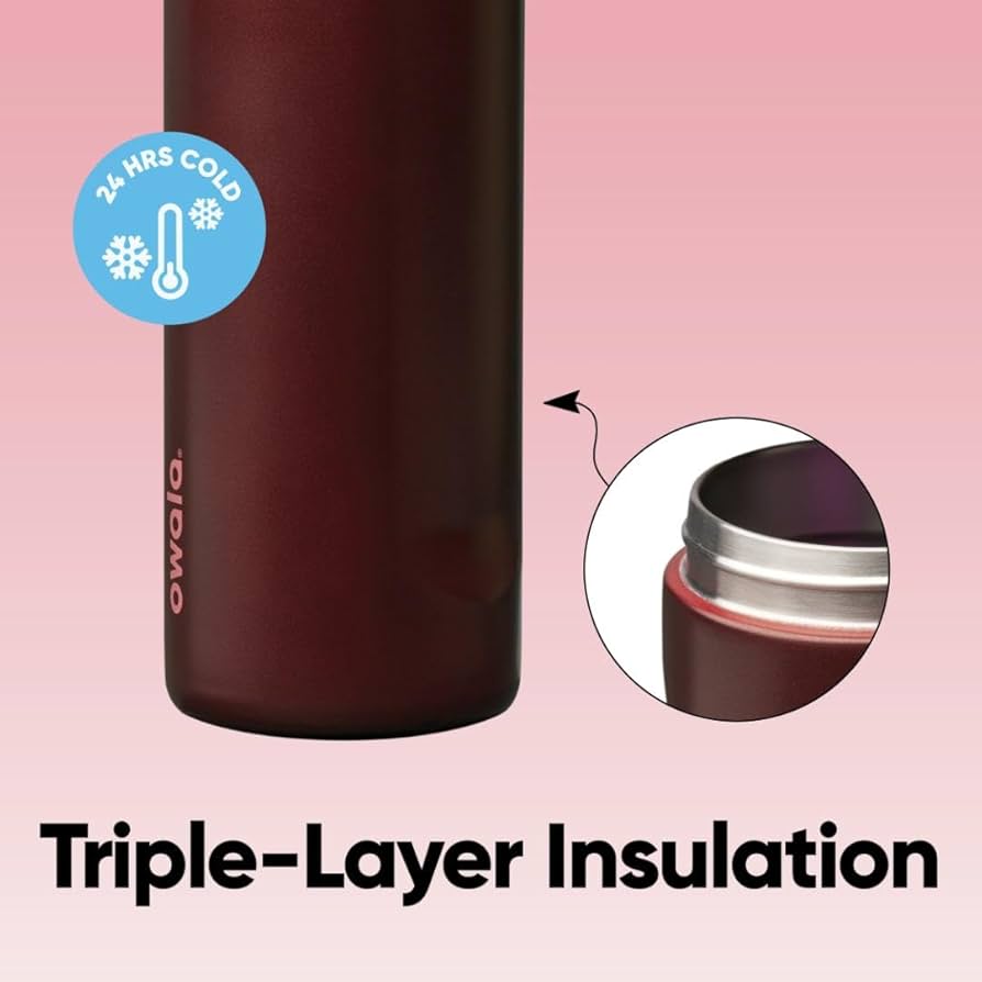 24oz Dark Cherry Stainless Steel Insulated Bottle