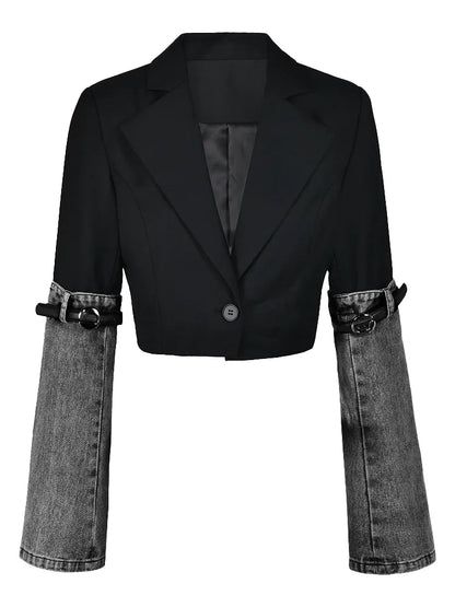 Kaiya Denim Cropped Blazzer
