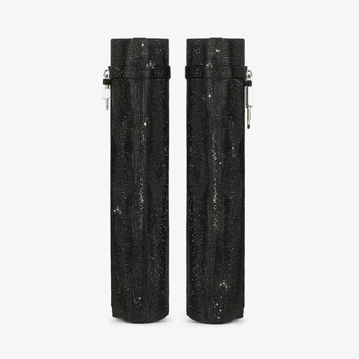 Stunning Black Satin Strass High Boots