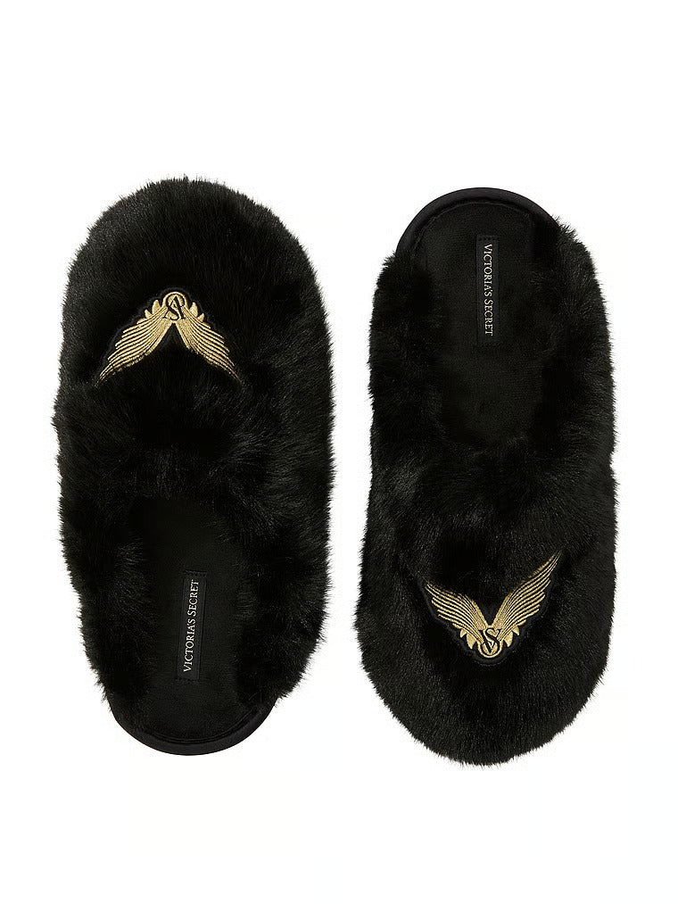 VS Iconic Luxe Plush Closed-Toe Slippers