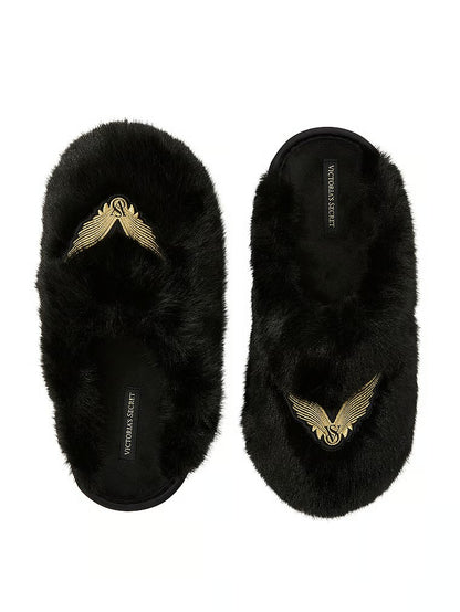 VS Iconic Luxe Plush Closed-Toe Slippers